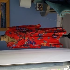 Anthropologie Red Flowered Dress
